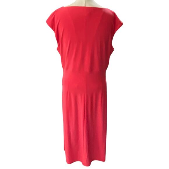 Ralph Lauren Red Ruched Wrap Midi Dress Size 8 - Picture 4 of 9